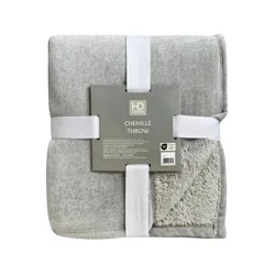 HD Designs Chenille Sherpa Throw - Gray
