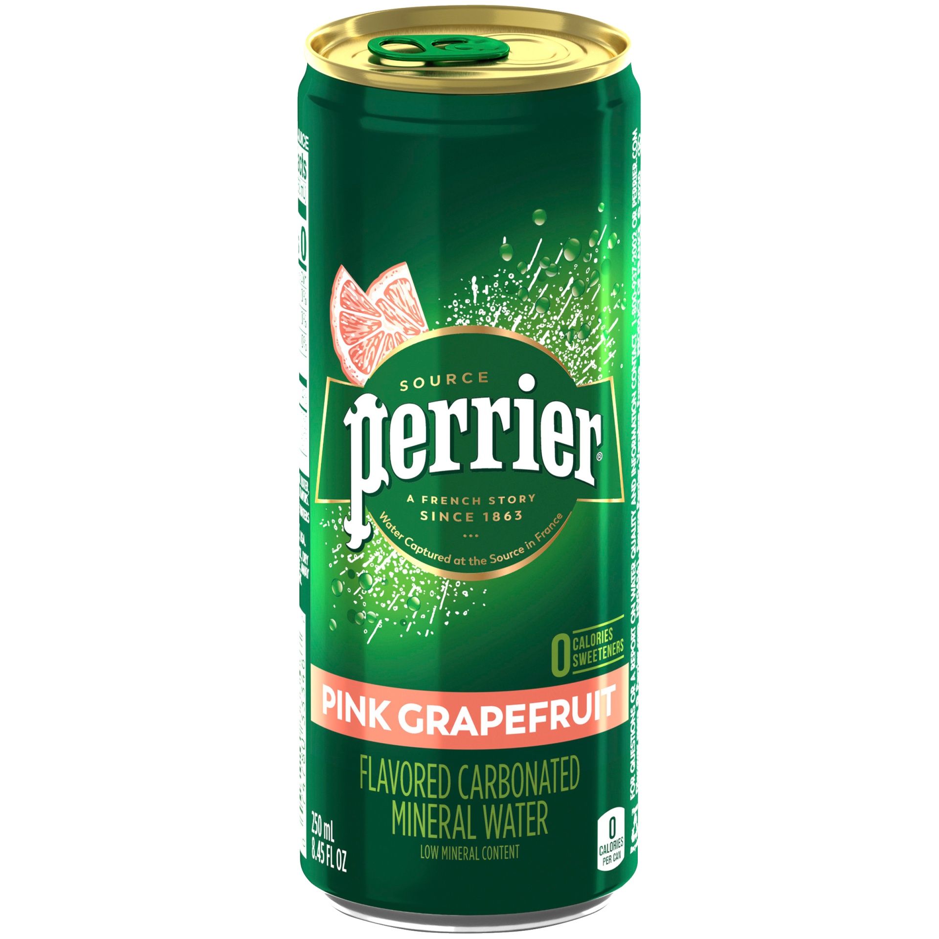 slide 1 of 7, PERRIER Pink Grapefruit Flavored Carbonated Mineral Water,  Slim Can - 8.45 oz, 8.45 oz