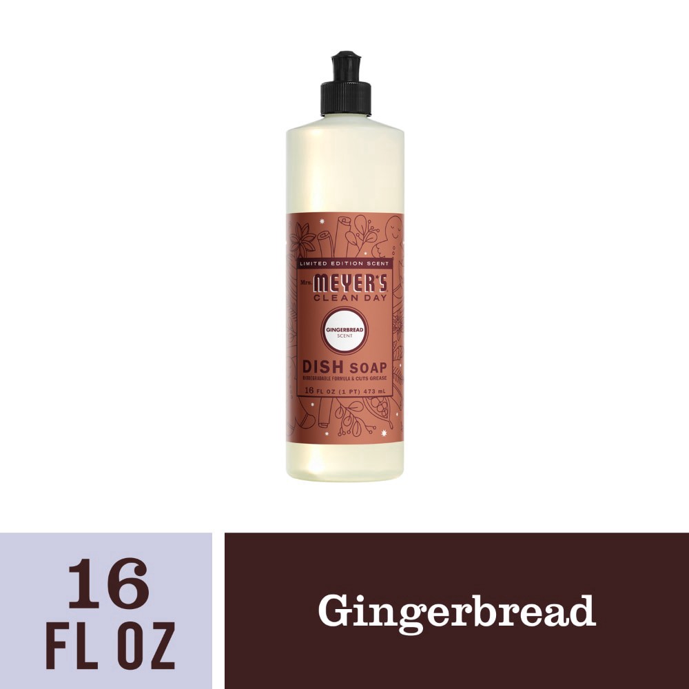 slide 1 of 5, Mrs. Meyer's Clean Day Gingerbread Liquid Dish Soap, 16 fl oz