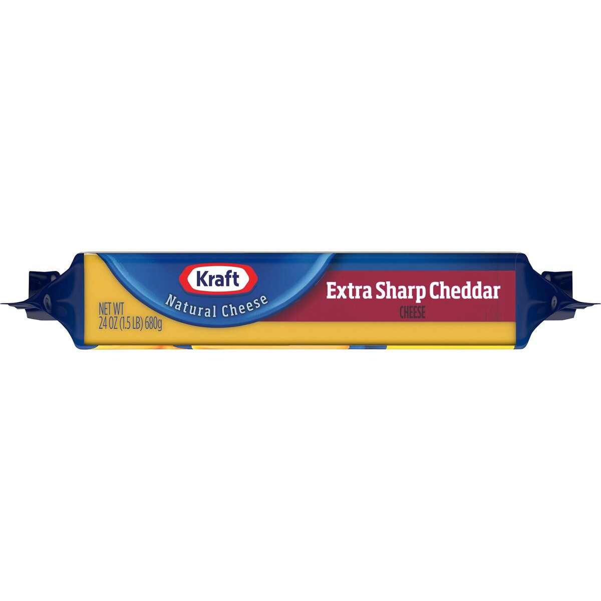 slide 2 of 8, Kraft Extra Sharp Cheddar Cheese Family Size, 24 oz Block, 24 oz