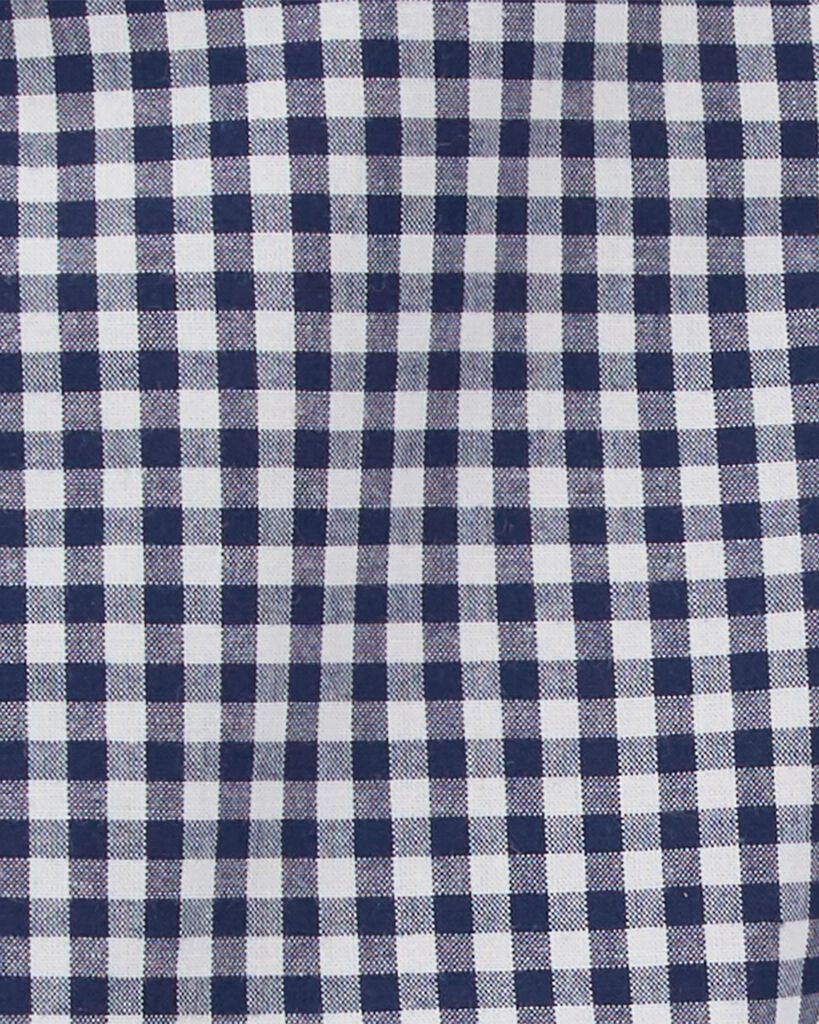 slide 3 of 5, Oshkosh Baby Gingham Button-Front Bodysuit Navy 24M, 1 ct