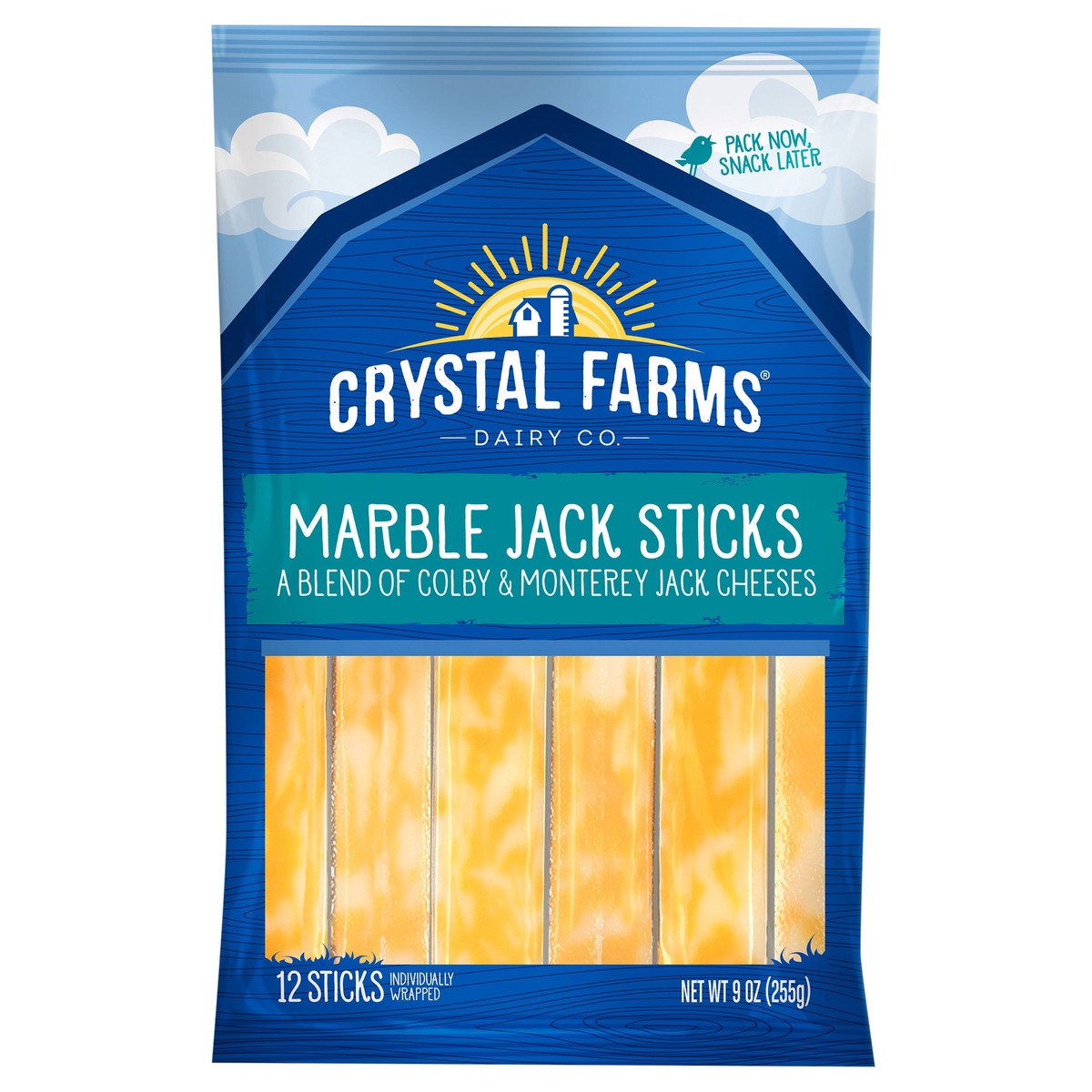 slide 3 of 6, Crystal Farms Marble Jack Iw Cheese Sticks, 9 oz