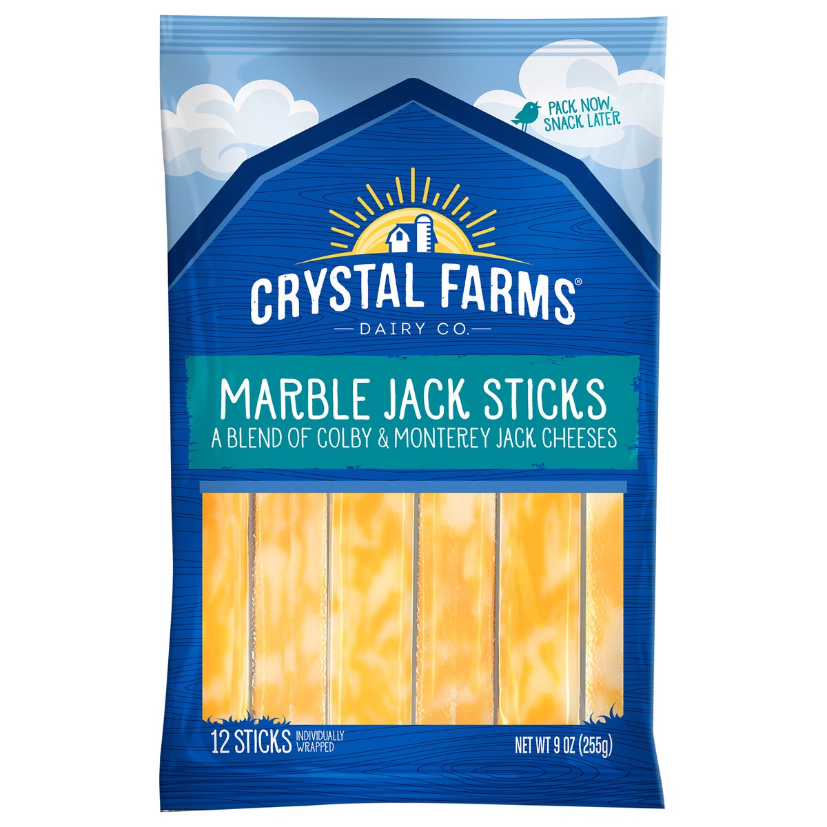 slide 1 of 6, Crystal Farms Marble Jack Iw Cheese Sticks, 9 oz