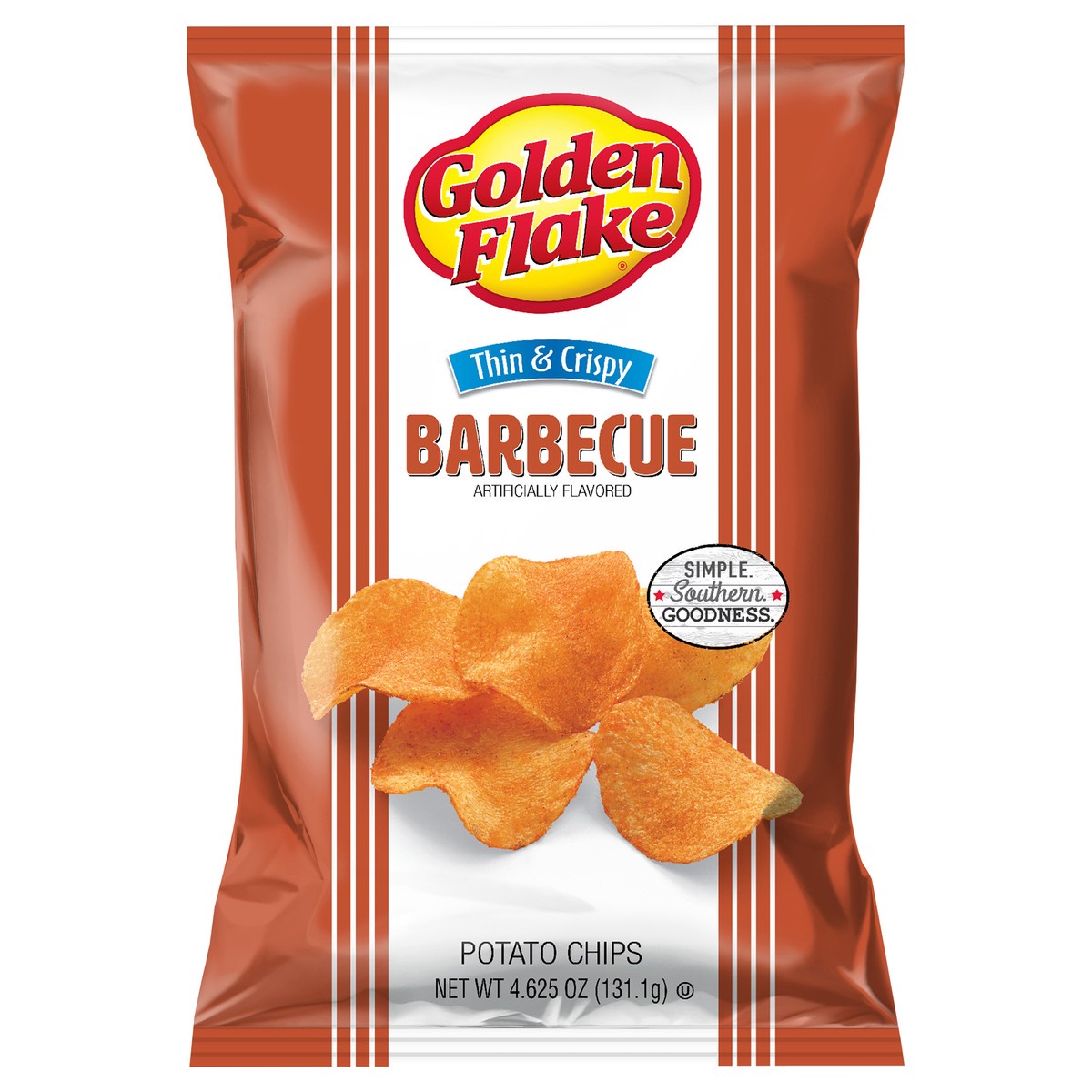 slide 6 of 11, Golden Flake Barbeque Thin & Crispy Potato Chips 4.625 oz, 4.625 oz