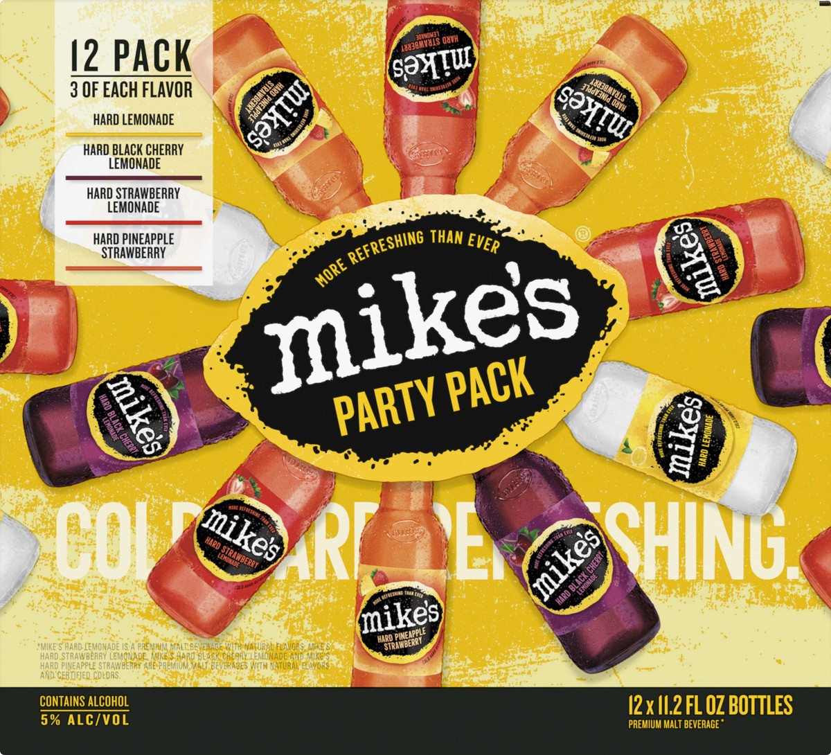 slide 4 of 6, Mike's 12 Pack Party Pack Premium Malt Beverage Beer 12 ea, 12 ct; 11.2 oz