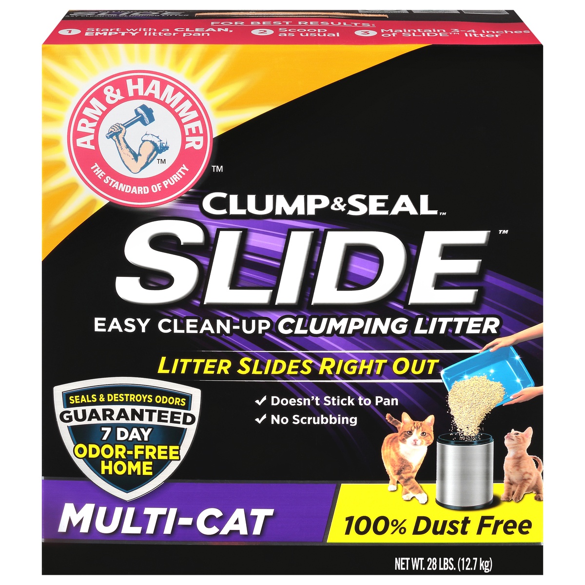 slide 1 of 3, ARM & HAMMER Slide Easy Cleanup Multicat Clumping Cat Litter, 28 lb