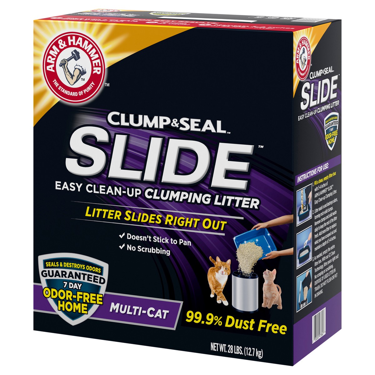 slide 8 of 9, ARM & HAMMER SLIDE Easy Clean-Up Multi-Cat Clumping Cat Litter, 28 lb, 28 lb