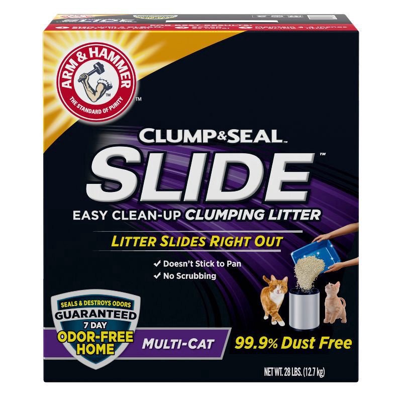 slide 1 of 9, ARM & HAMMER SLIDE Easy Clean-Up Multi-Cat Clumping Cat Litter, 28 lb, 28 lb