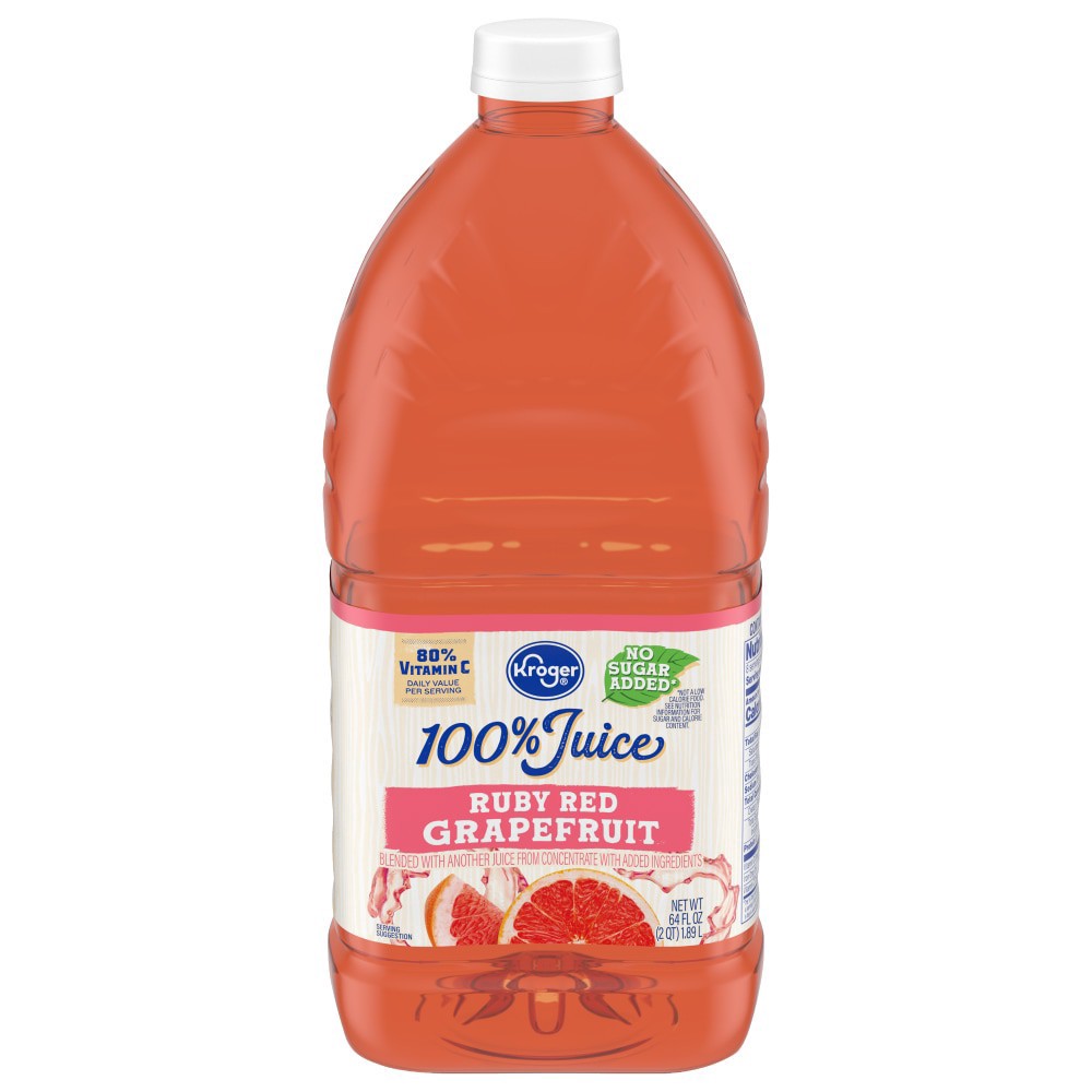 slide 2 of 4, Kroger 100% Ruby Red Grapefruit Juice Bottle - 64 fl oz, 64 fl oz
