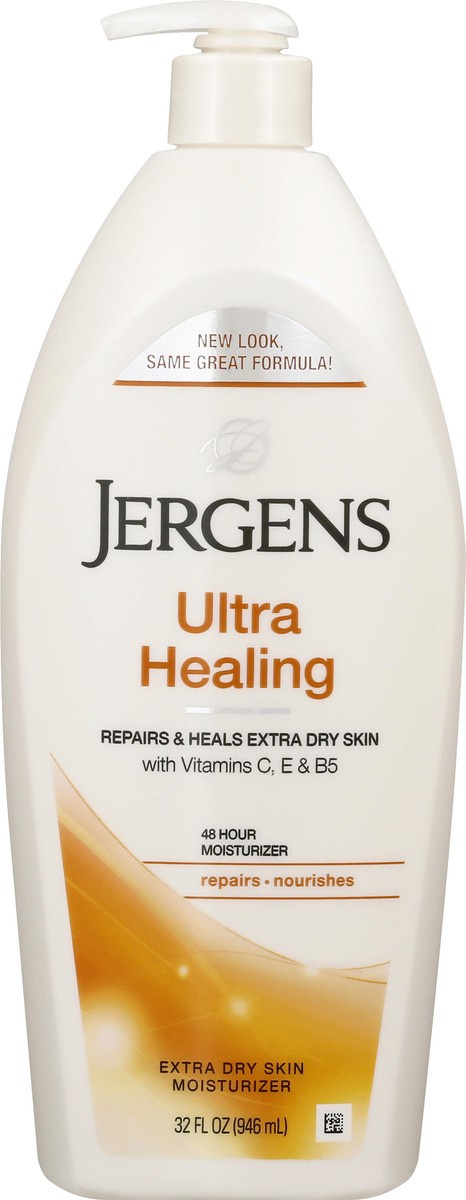 slide 3 of 11, Jergens Ultra Healing Dry Skin Moisturizer, Body and Hand Lotion for Dry Skin, for Quick Absorption into Extra Dry Skin, 32 Ounce, with HYDRALUCENCE blend, Vitamins C, E, and B5, 32 fl oz