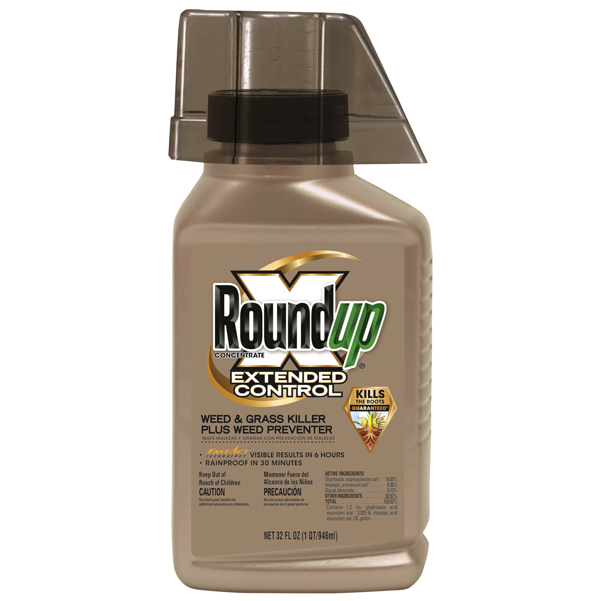 slide 1 of 1, Roundup Extended Control Weed Grass Killer Plus Weed Preventer Concentrate, 32 fl oz