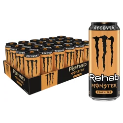 Monster Energy Rehab Monster Peach Tea, Energy Iced Tea, 15.5 oz. (Pack of 24)