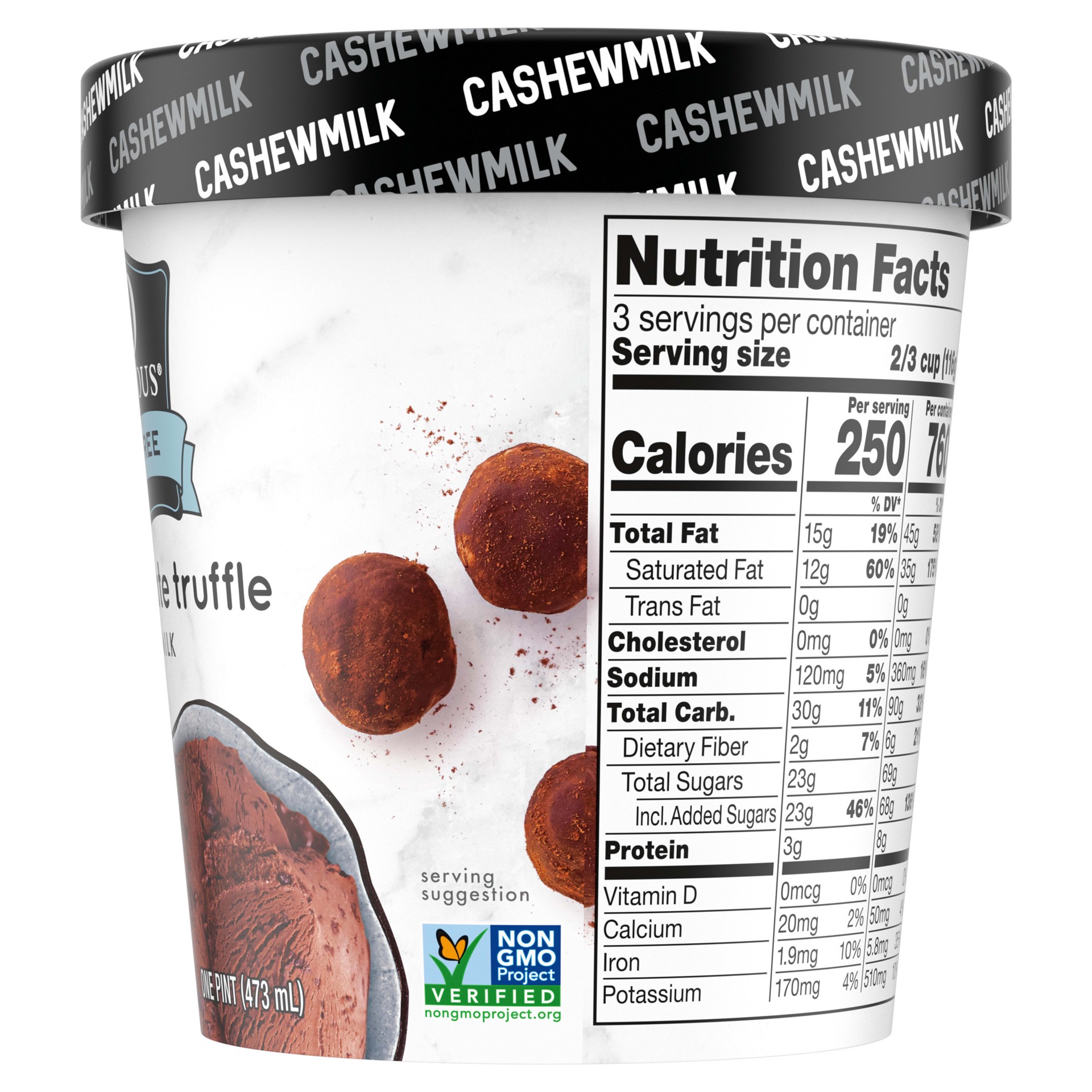 slide 5 of 5, So Delicious Dairy Free Cashew Milk Frozen Dessert, Dark Chocolate Truffle, Vegan, Non-GMO Project Verified, 1 Pint, 16 fl oz