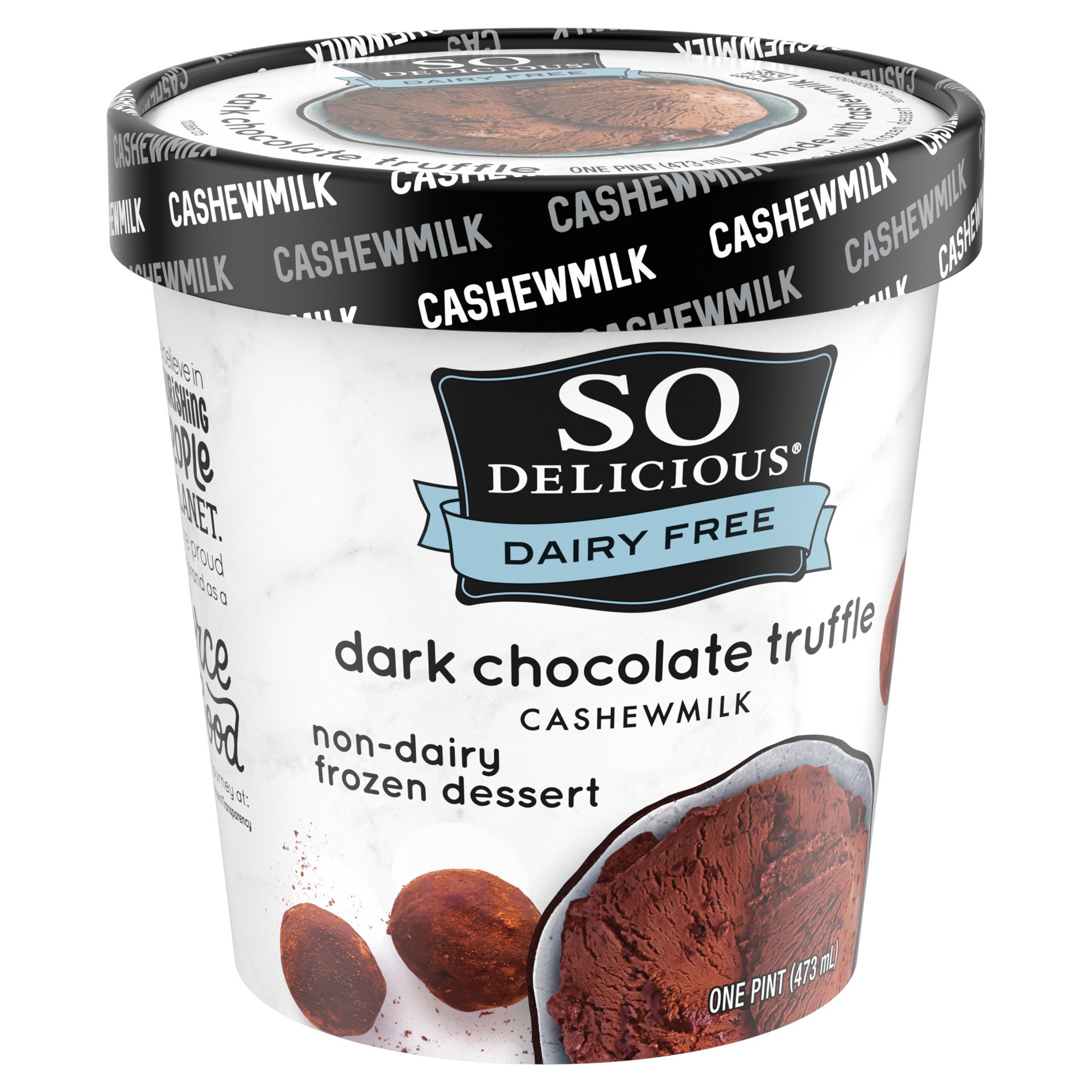 slide 3 of 5, So Delicious Dairy Free Cashew Milk Frozen Dessert, Dark Chocolate Truffle, Vegan, Non-GMO Project Verified, 1 Pint, 16 fl oz