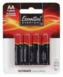 slide 1 of 1, Essential Everyday AA Alkaline Batteries, 4 ct