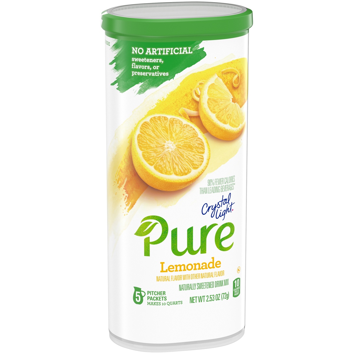 slide 2 of 11, Crystal Light Pure Lemonade Naturally Flavored Powdered Drink Mix with No Artificial Sweeteners Pitcher, 2.53 oz