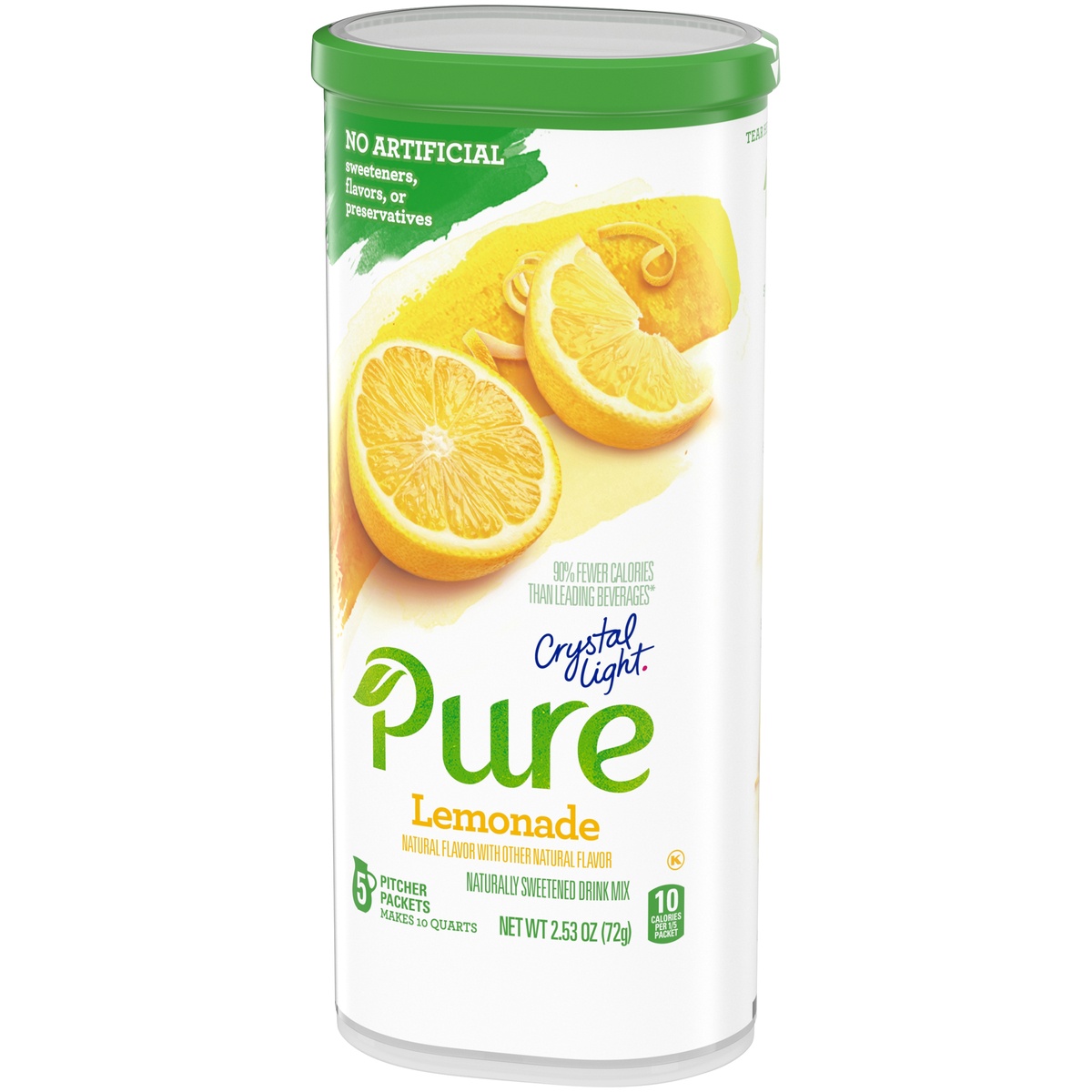 slide 3 of 11, Crystal Light Pure Lemonade Naturally Flavored Powdered Drink Mix with No Artificial Sweeteners Pitcher, 2.53 oz
