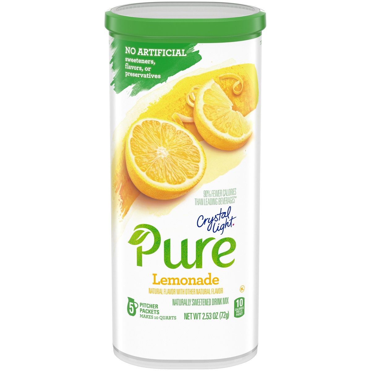 slide 1 of 11, Crystal Light Pure Lemonade Naturally Flavored Powdered Drink Mix with No Artificial Sweeteners Pitcher, 2.53 oz