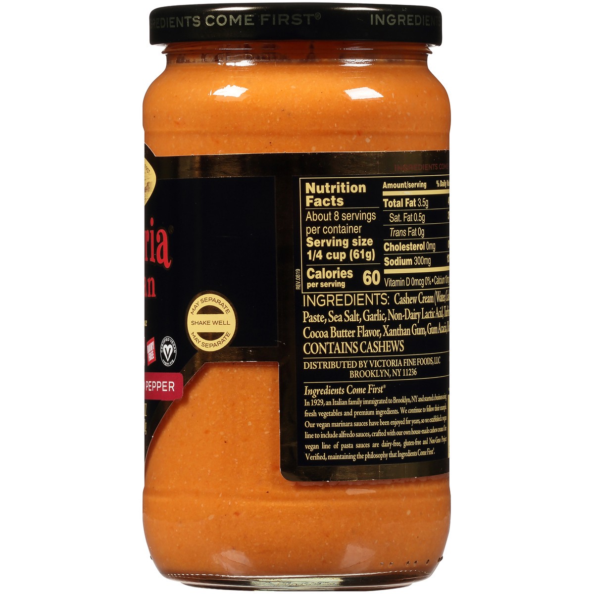 slide 7 of 7, Victoria Vegan Alfredo Red Pepper Sauce 18 oz. Jar, 18 oz