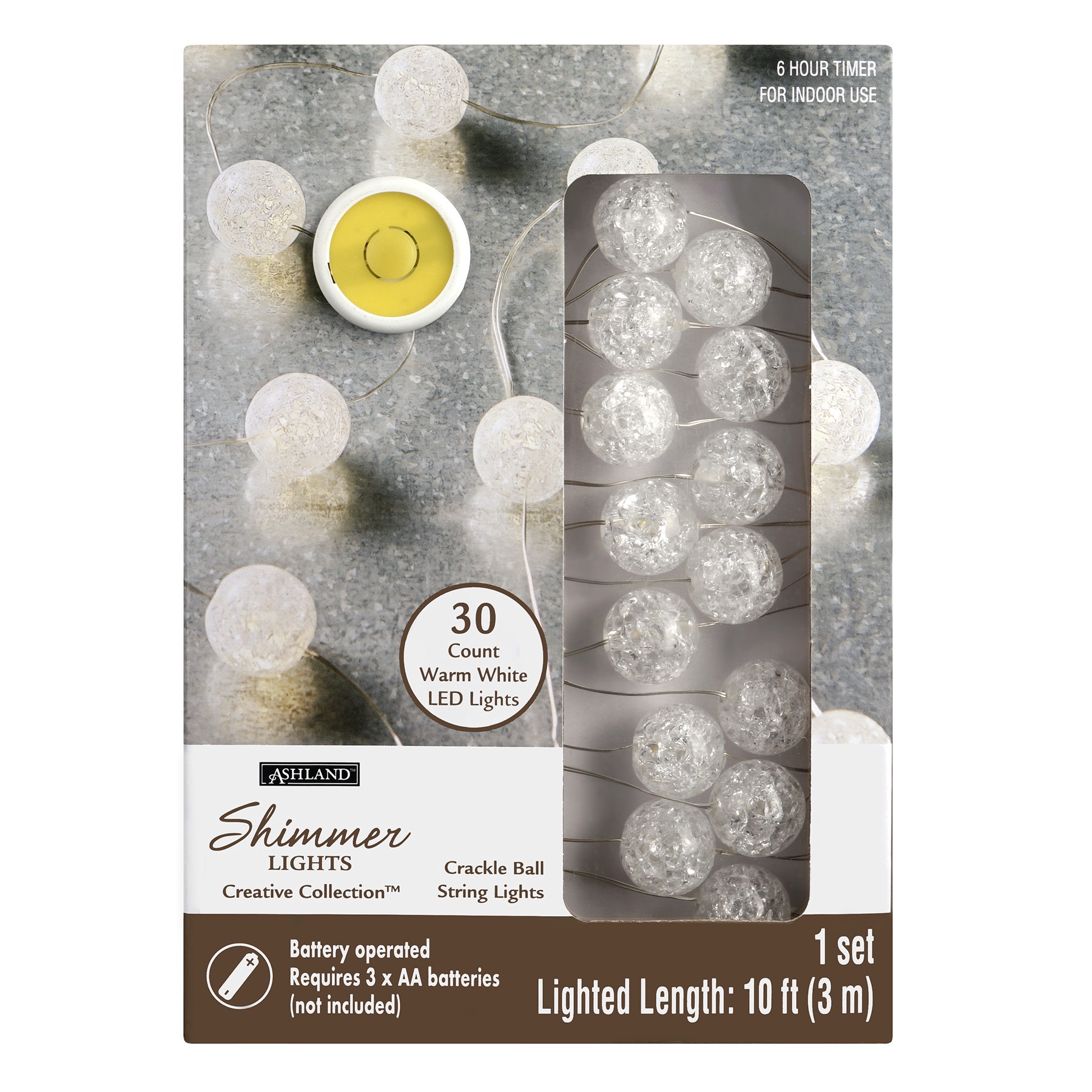 slide 3 of 5, 30ct. Crackle Ball Led String Lights By Ashland, 30 ct