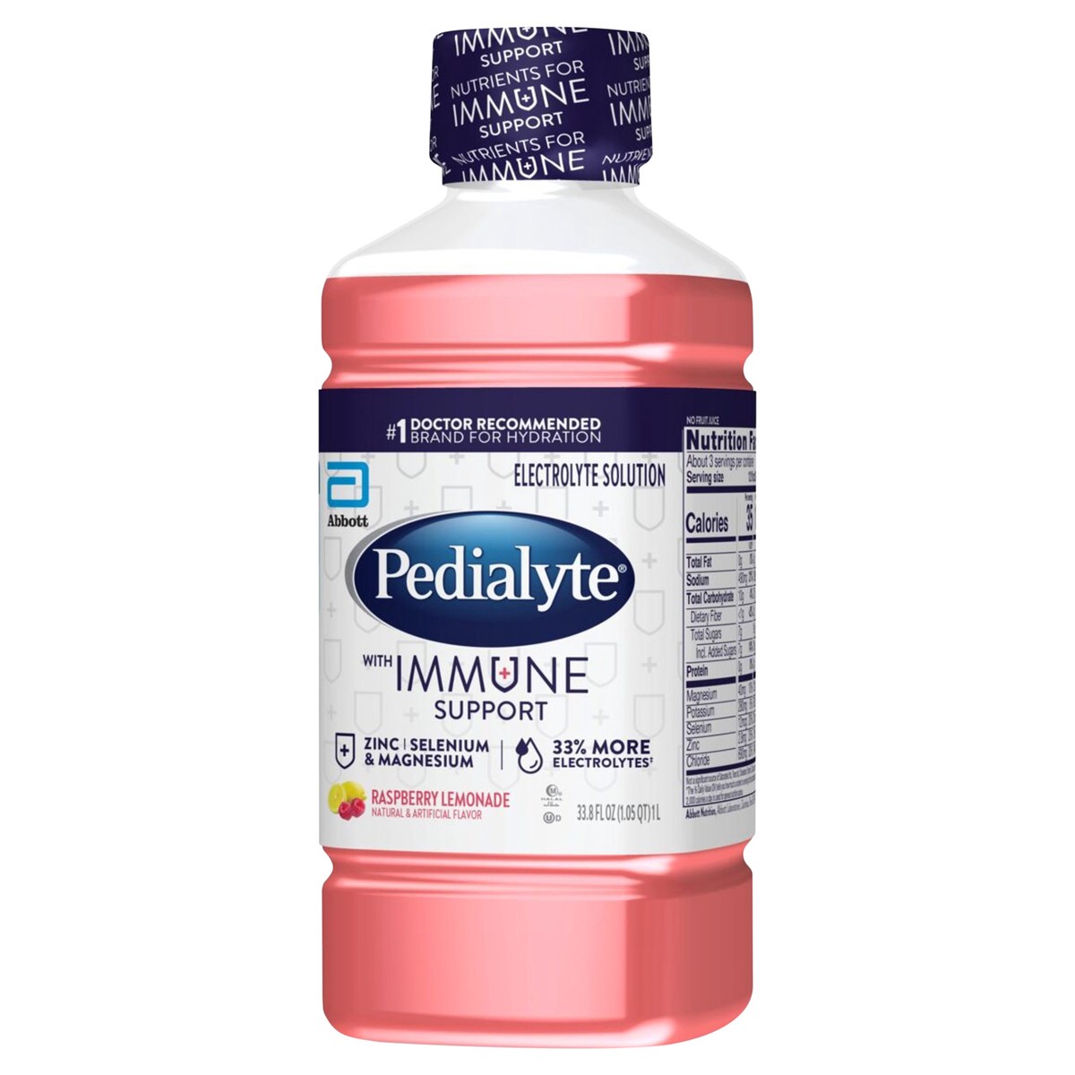 slide 3 of 5, Pedialyte Raspberry Lemonade Electrolyte Solution with Immune Support 33.8 fl oz, 33.8 fl oz