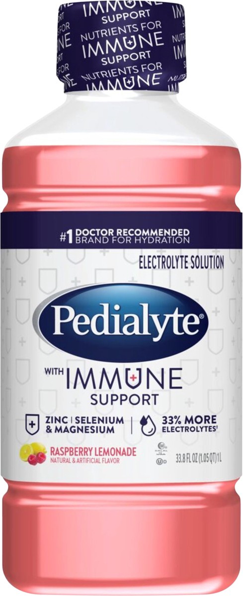 slide 5 of 5, Pedialyte Raspberry Lemonade Electrolyte Solution with Immune Support 33.8 fl oz, 33.8 fl oz