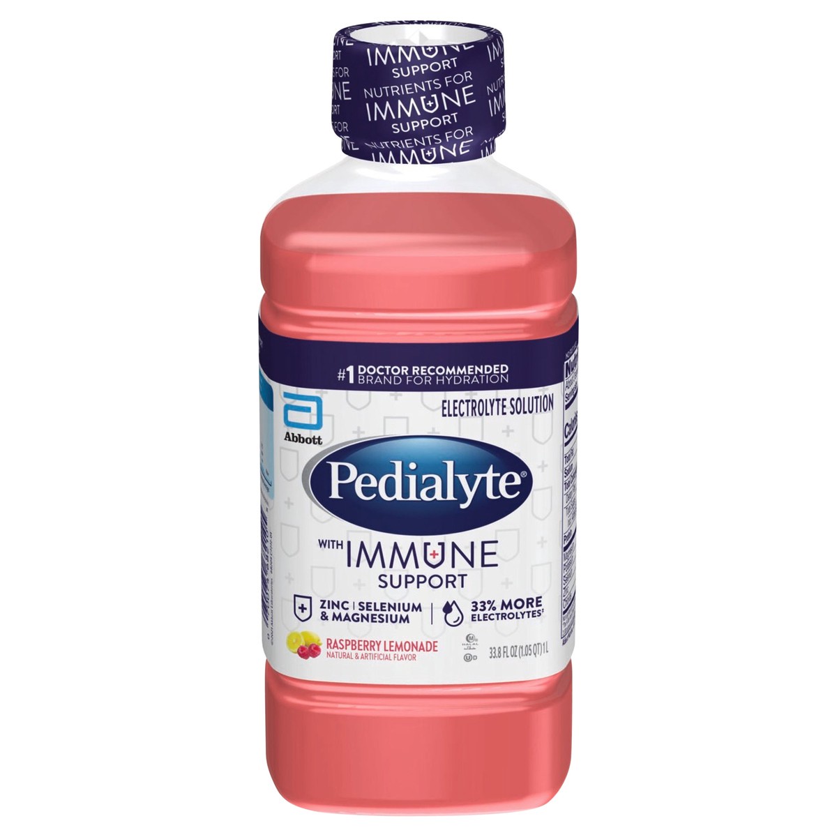 slide 1 of 5, Pedialyte Raspberry Lemonade Electrolyte Solution with Immune Support 33.8 fl oz, 33.8 fl oz