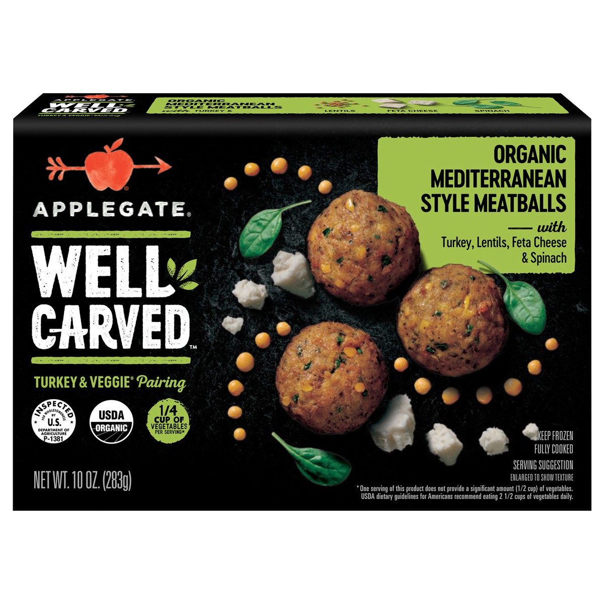 slide 1 of 9, Applegate Mediterranean Style Meatballs, 10 oz