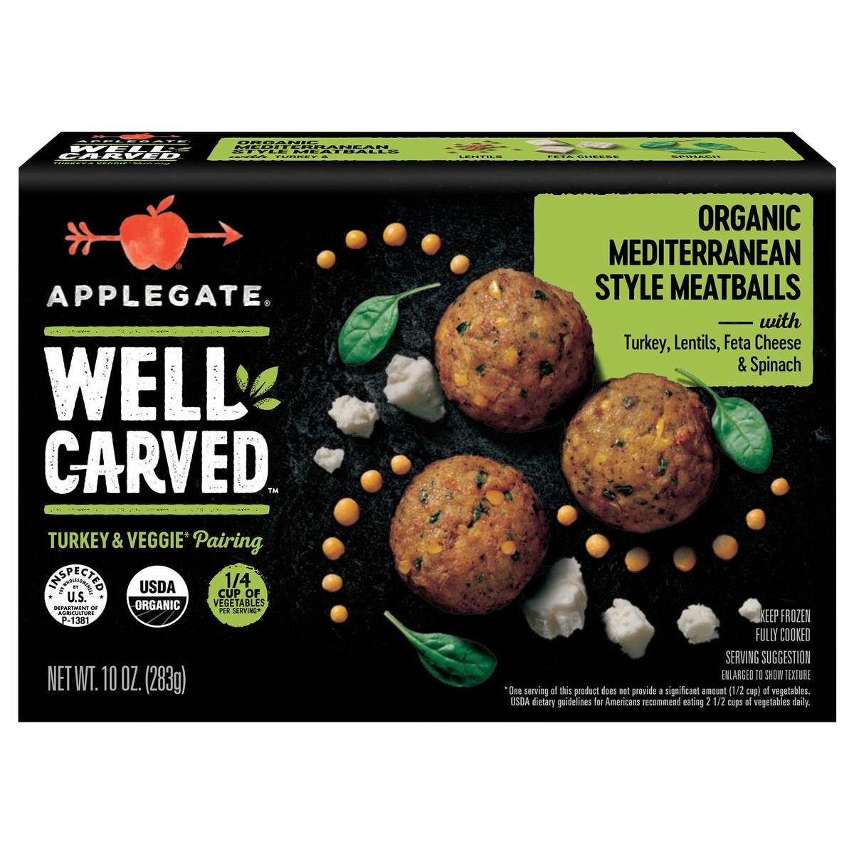 slide 2 of 9, Applegate Mediterranean Style Meatballs, 10 oz