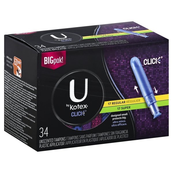 slide 1 of 3, U by Kotex Click 17 Regular / 17 Super Compact Unscented Tampons, 34 ct