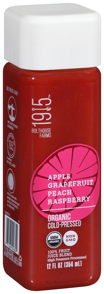 slide 1 of 1, Bolthouse Farms 1915 Apple Grapefruit Peach Raspberry Organic Cold Pressed 100% Fruit Juice Blend, 12 fl oz