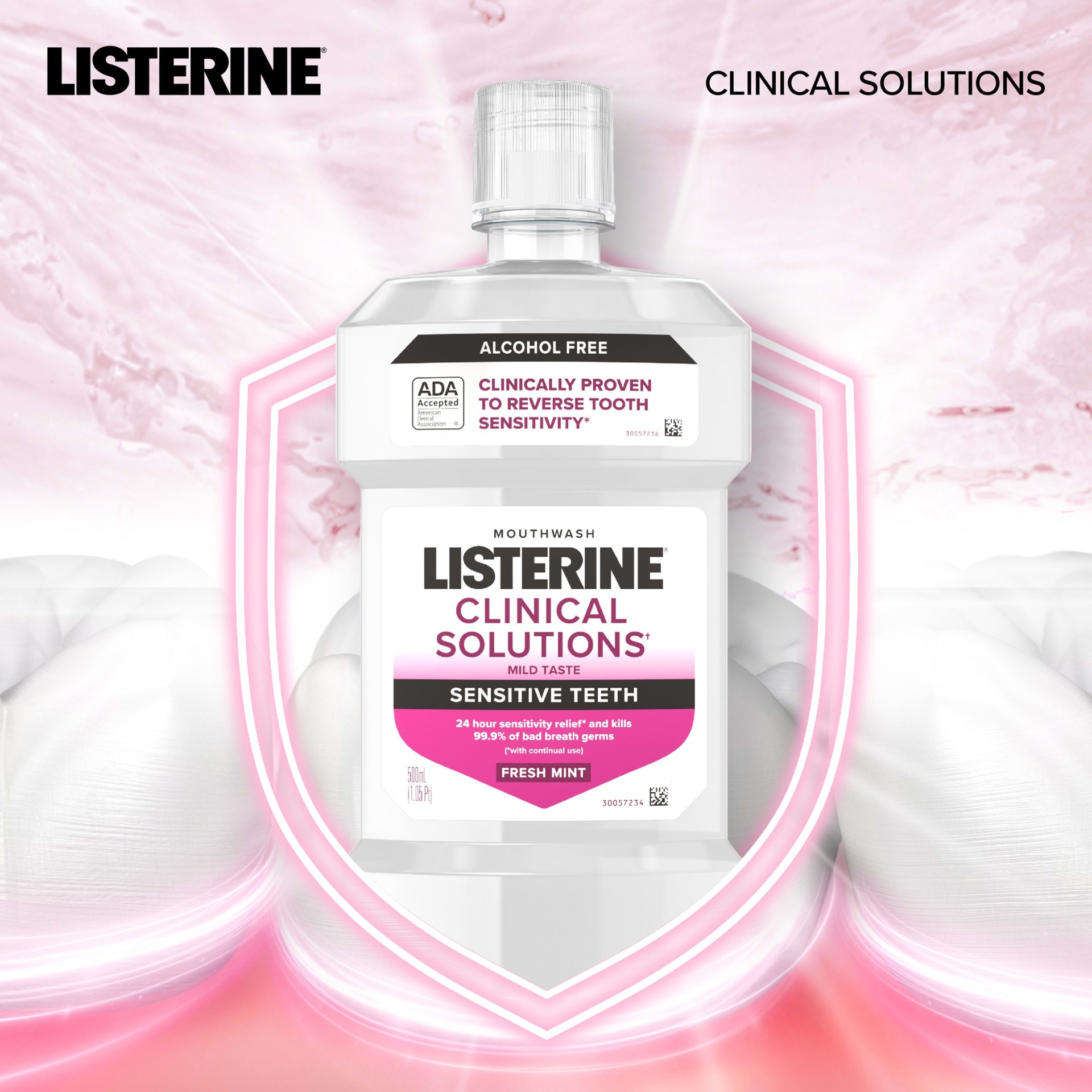 slide 5 of 9, Listerine Clinical Solutions Sensitive Teeth, Fresh Mint 500ML, 1 ct