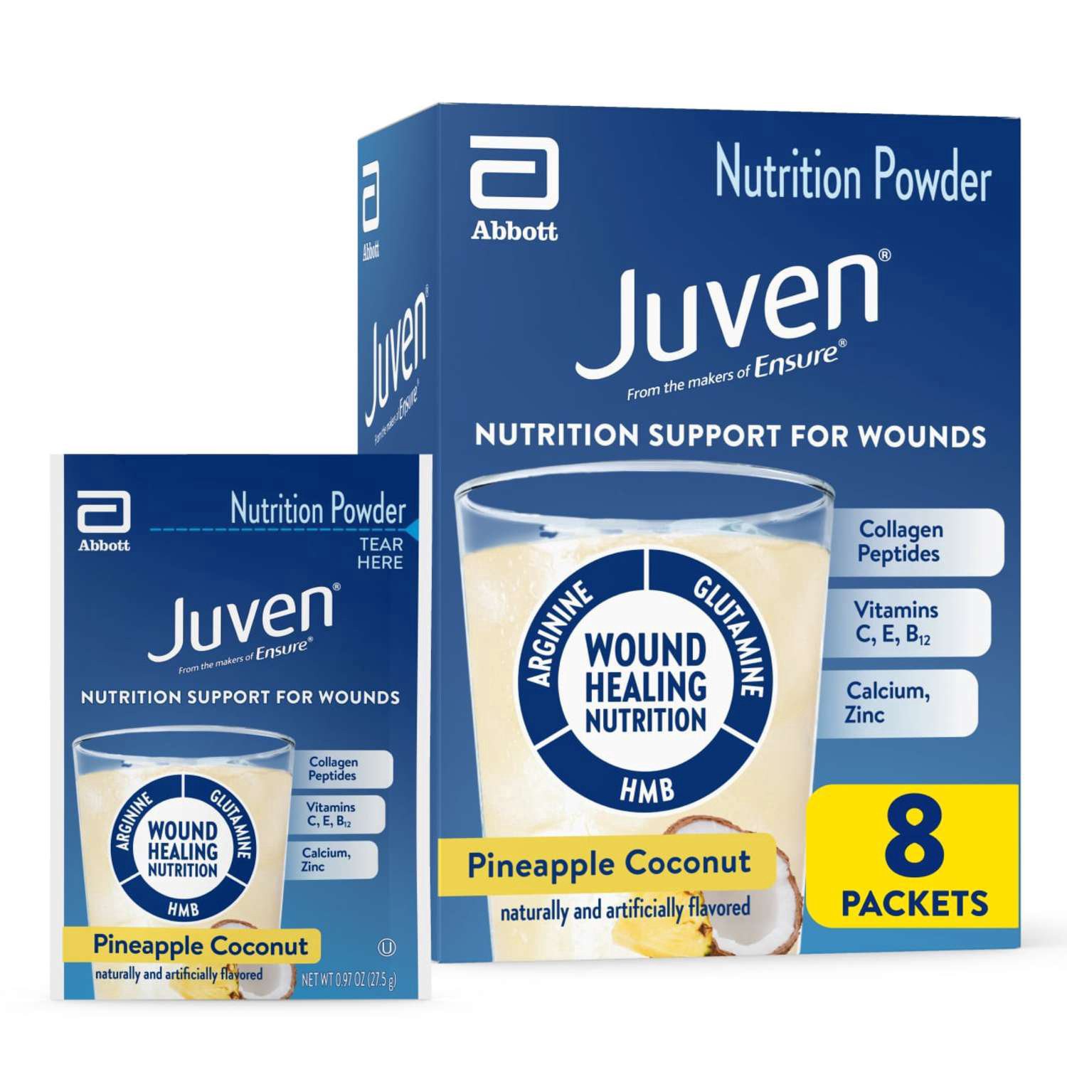 slide 1 of 1, Juven Pineapple Coconut Nutrition Powder 8 - 0.97 oz Packets, 8 ct