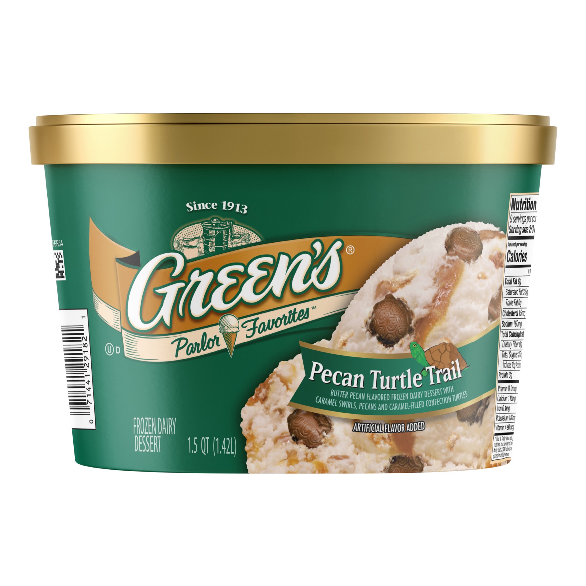 slide 1 of 10, Green's Pecan Turtle Trail Frozen Dairy Dessert, 1.5 Quarts, 1.5 qt