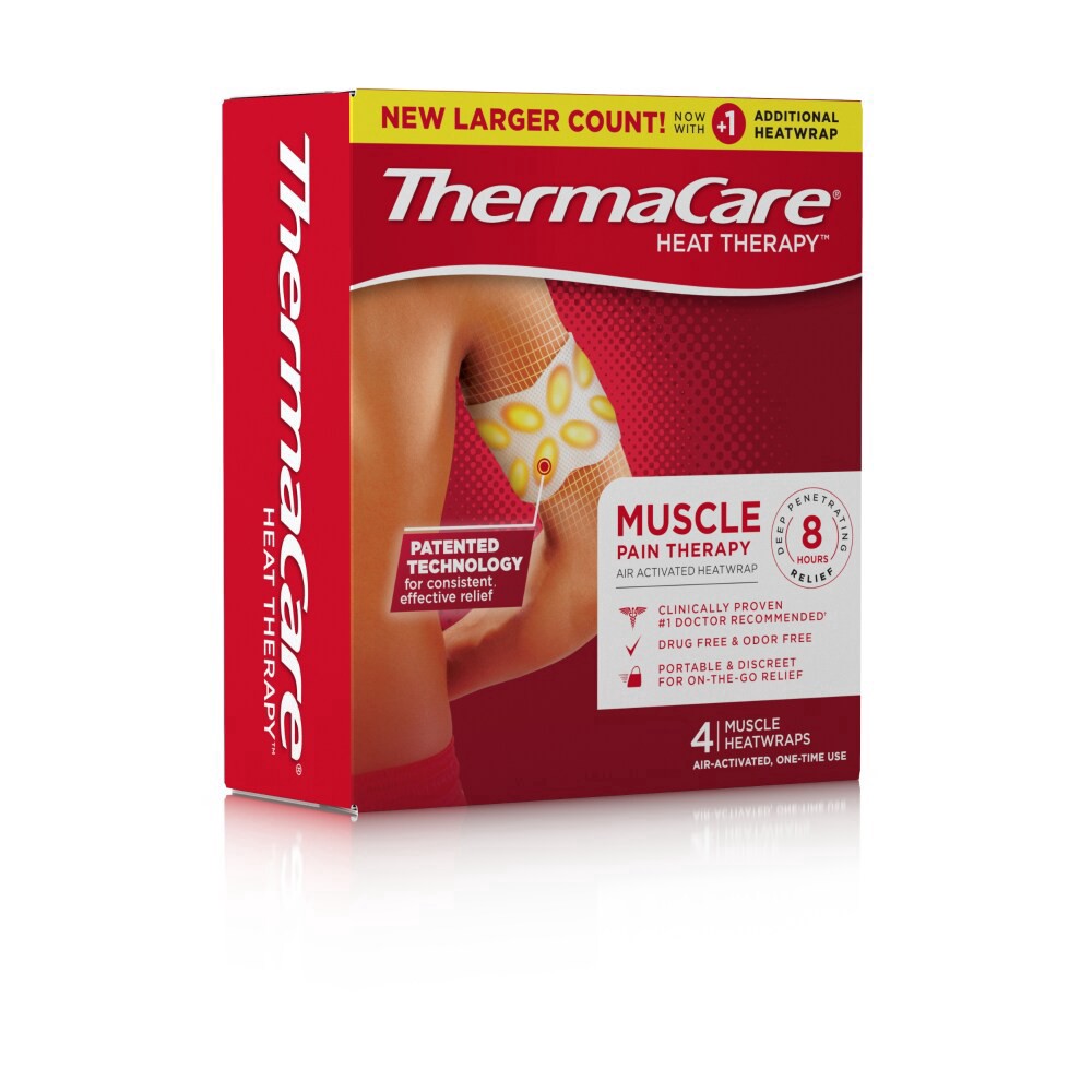 slide 2 of 3, ThermaCare Muscle Heatwraps, Air-Activated, One-Time Use, 4 ct