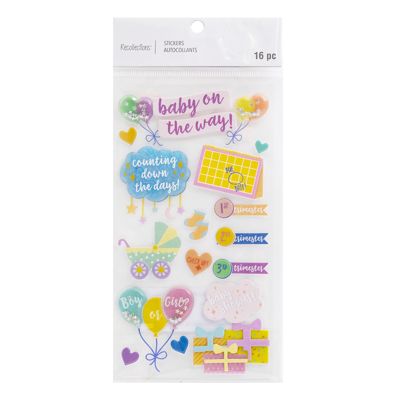 slide 3 of 3, Expecting Baby Stickers By Recollections, 3.75 in x 6.75 in