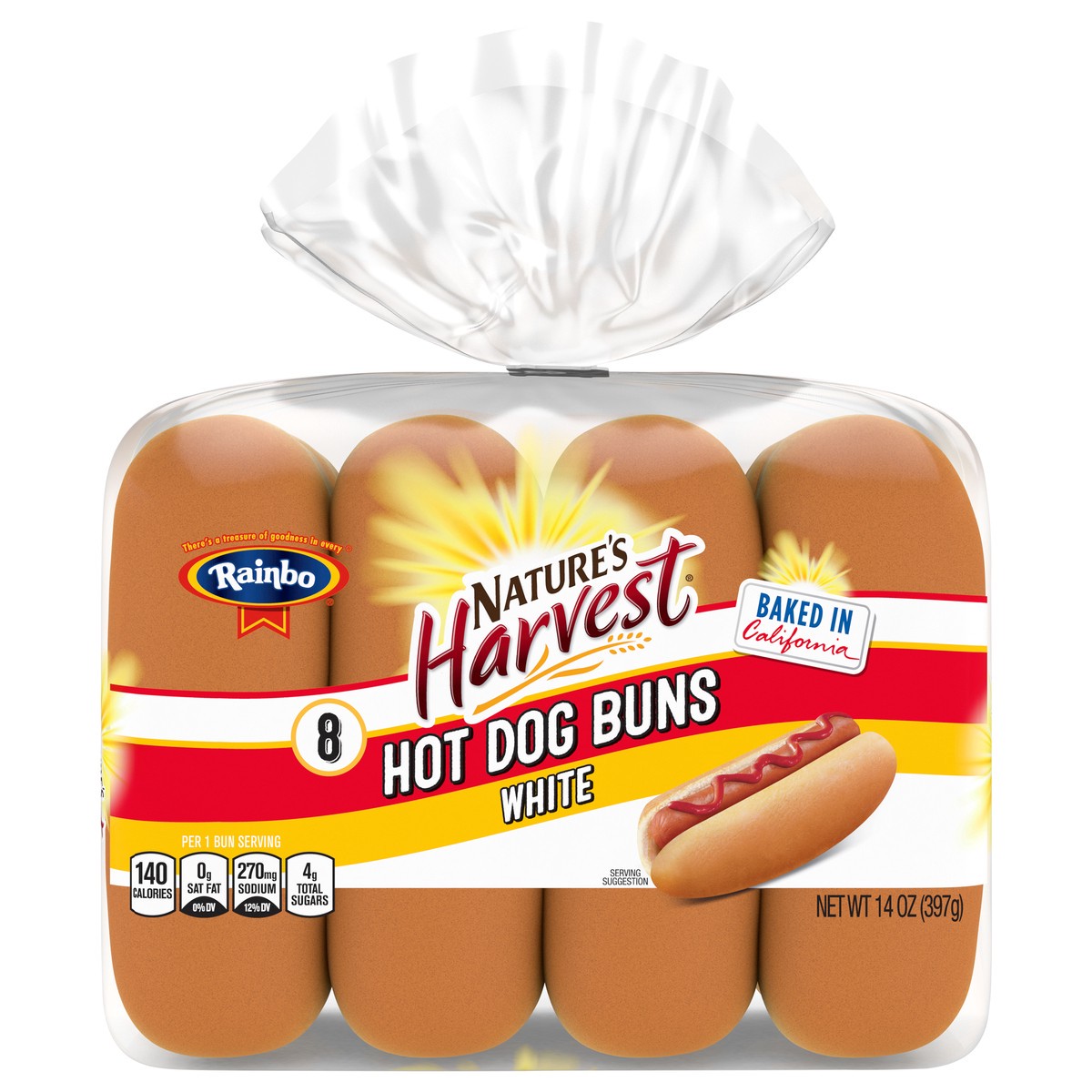 slide 1 of 9, Rainbo Cluster White Hot Dog Buns 8 Ct 12 Oz, 8 ct