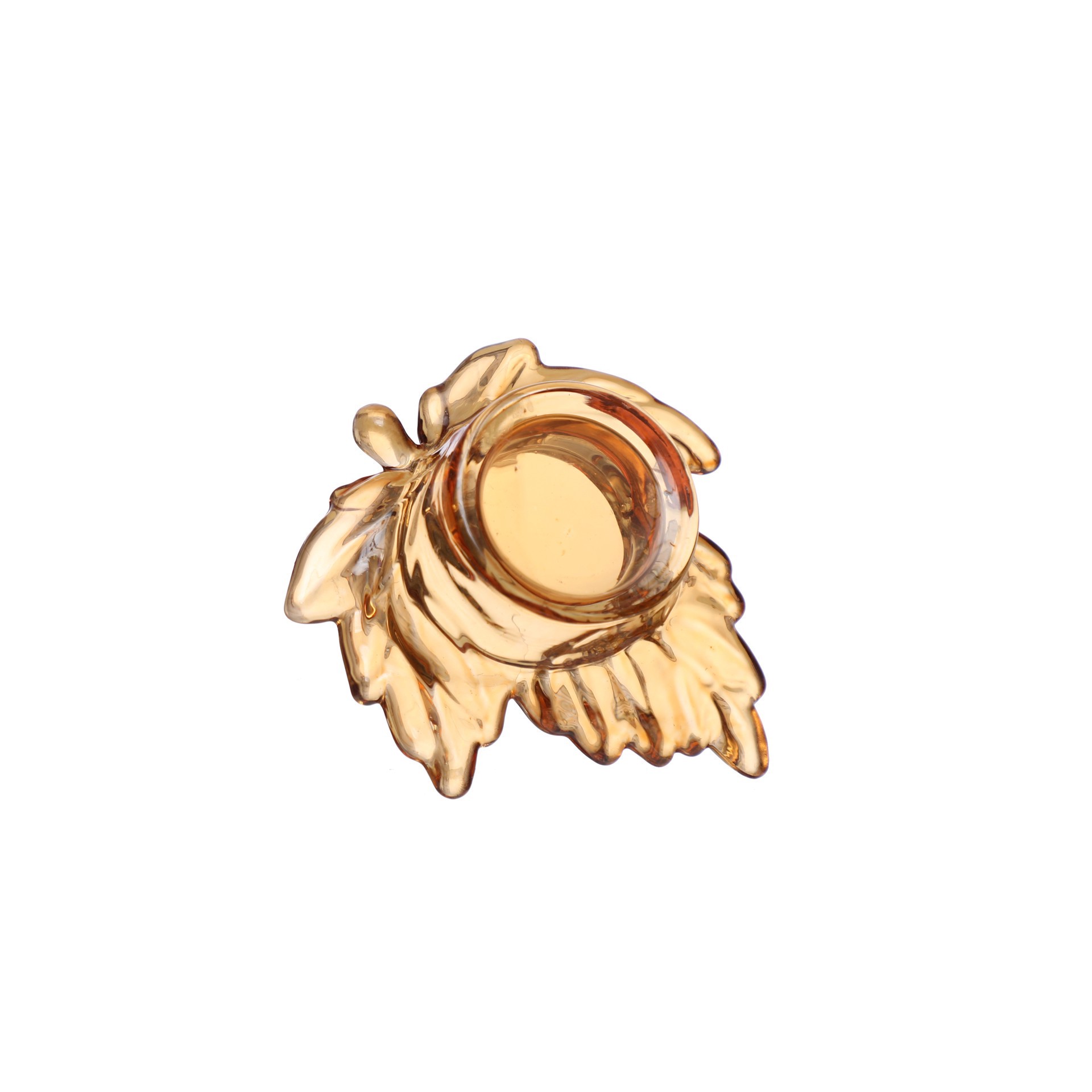 slide 3 of 3, 4" Glass Leaf Candle Holder By Ashland, 1.18 in x 3.74 in x 4.06 in