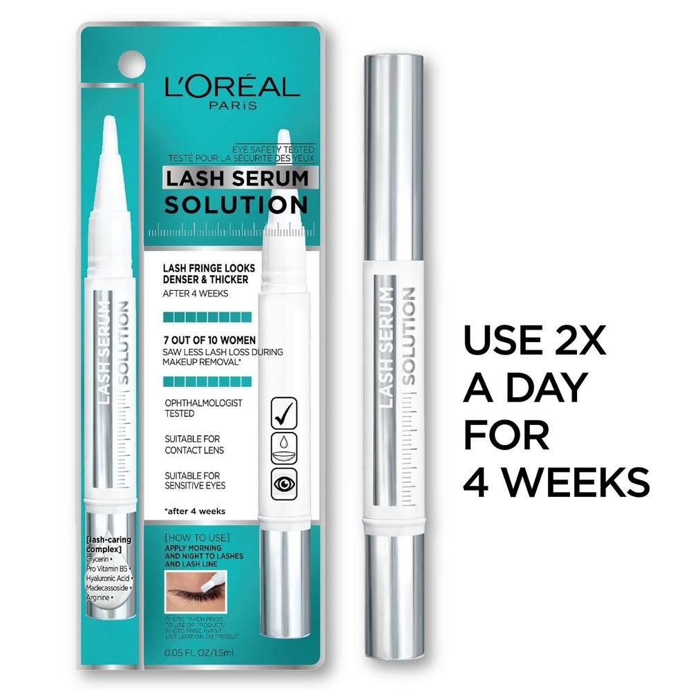 slide 3 of 9, L'Oréal Lash Serum Solution Eyelash Serum With Lash Caring Complex, 1 ct