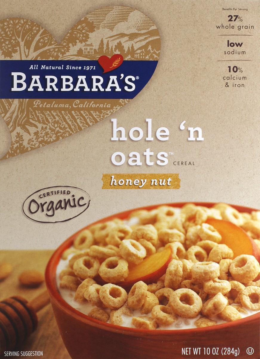 slide 5 of 7, Barbara's Organic Honest O's Honey Nut Cereal, Heart Healthy, Non-GMO, 10 Oz Box, 10 oz