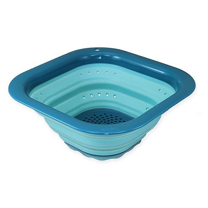 slide 1 of 3, Squish Collapsible Colander - Teal, 3 qt