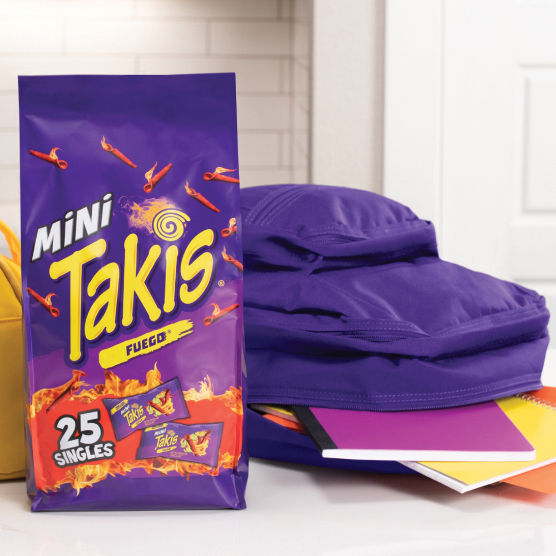 slide 5 of 7, Takis Fuego Mini 25 pc / 1.23 oz Bite Size Multipack, Hot Chili Pepper & Lime Flavored Extreme Spicy Rolled Tortilla Chips, 30.75 oz