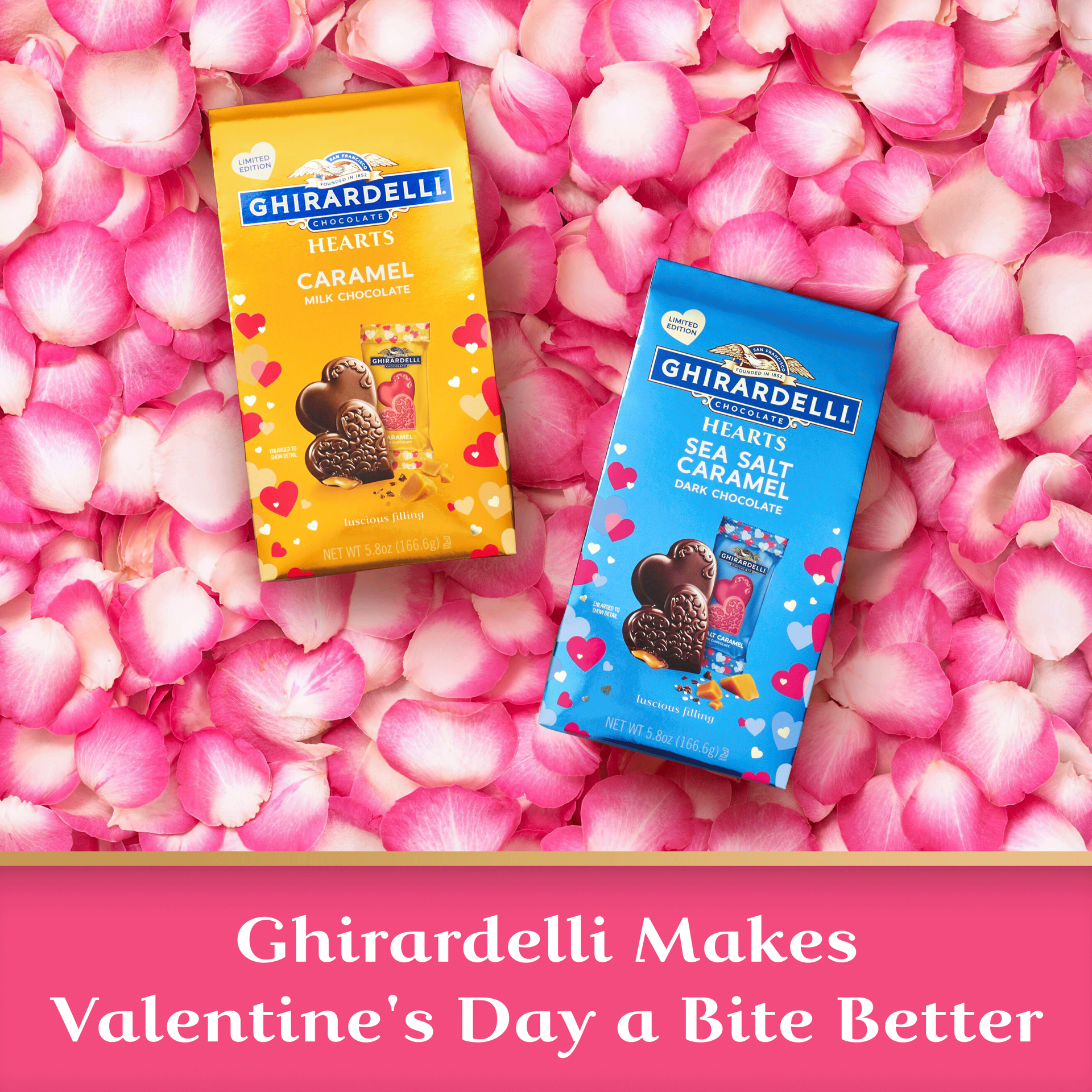 slide 6 of 7, GHIRARDELLI Sea Salt Caramel Dark Chocolate Hearts, 4.1 oz Bag, 4.1 oz