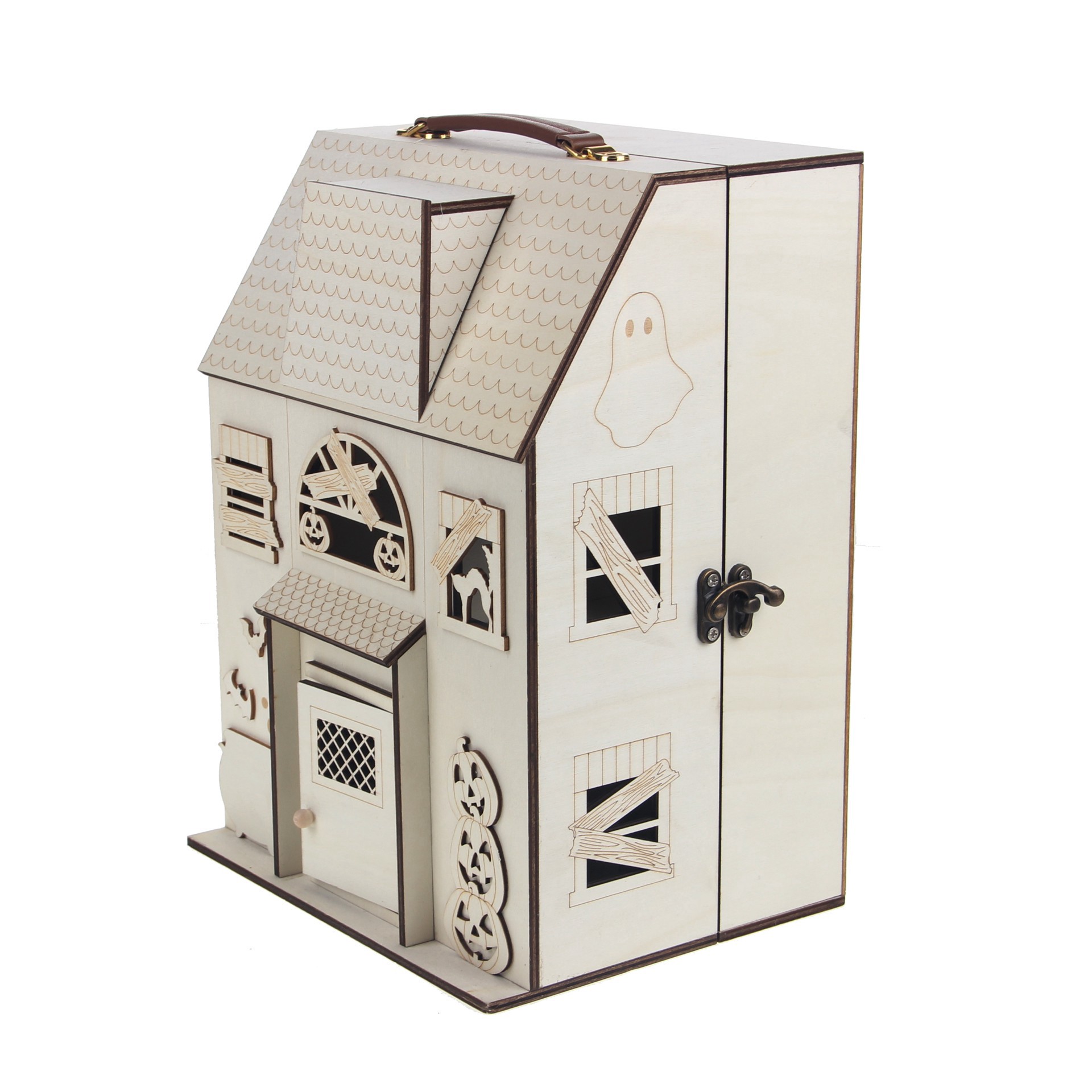 slide 5 of 5, 12.25" Diy Haunted Dollhouse Wood Decor By Make Market, 12.25 in