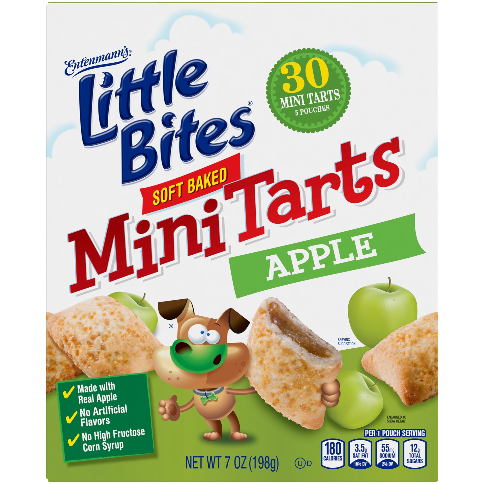 slide 1 of 8, Entenmann's Little Bites Soft Baked Mini Apple Tarts, 5 pouches per Box, 7.0 Ounces, 5 ct