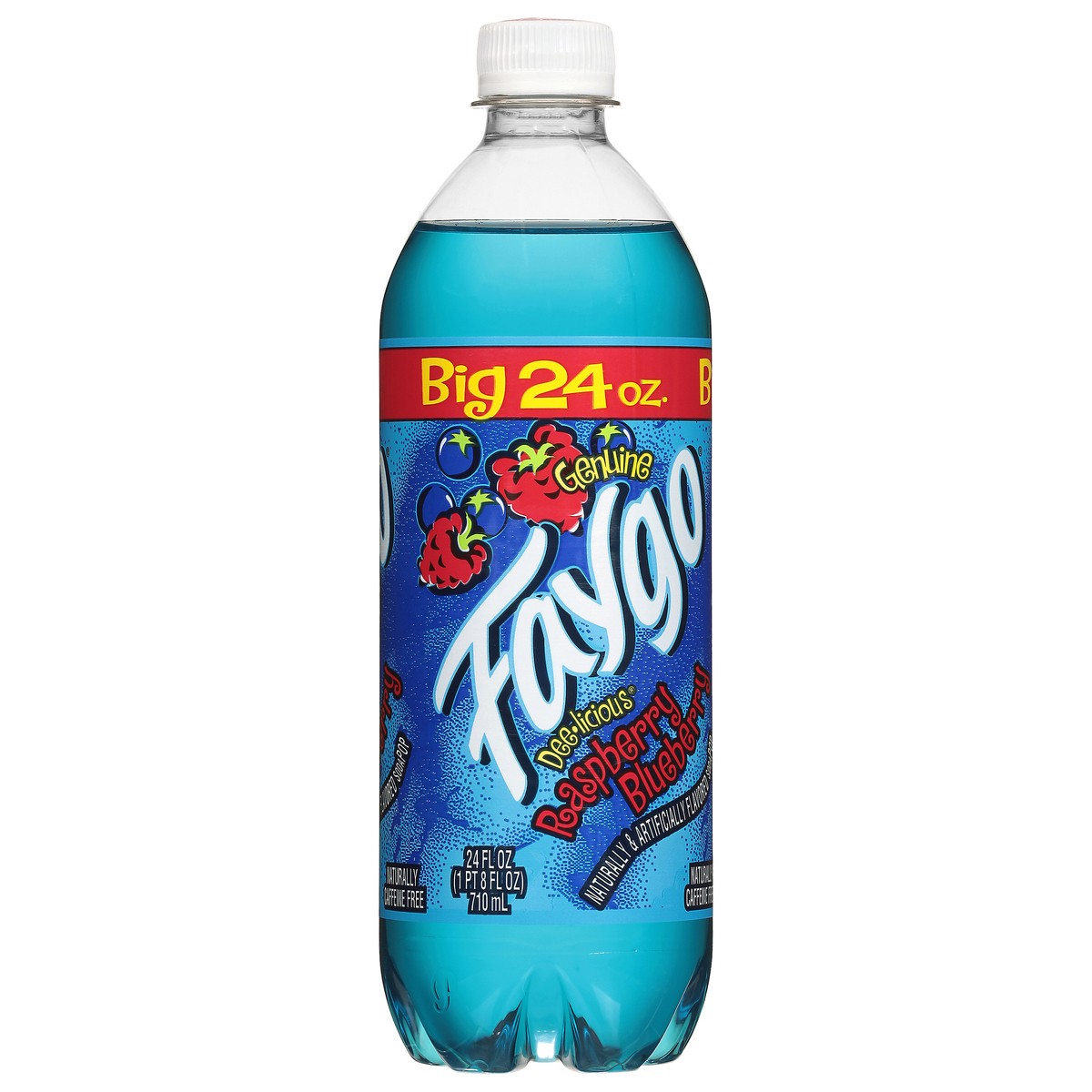 slide 3 of 4, Faygo Deelicious Raspberry Blueberry Soda 24 fl oz, 24 oz