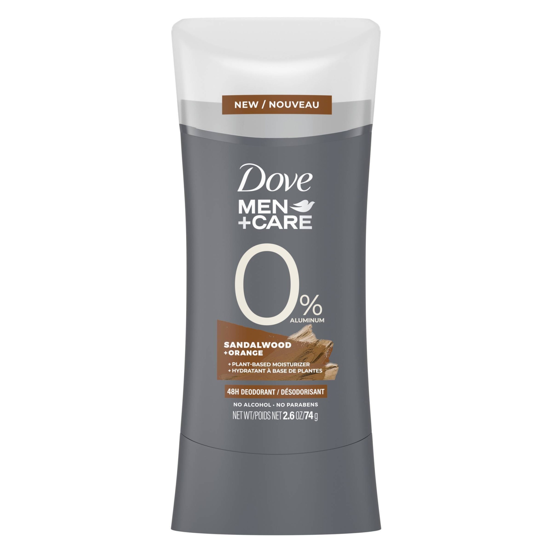 slide 1 of 1, Dove Men+Care 0% Deodorant Stick Sandalwood+Orange, 2.6oz, 2 oz