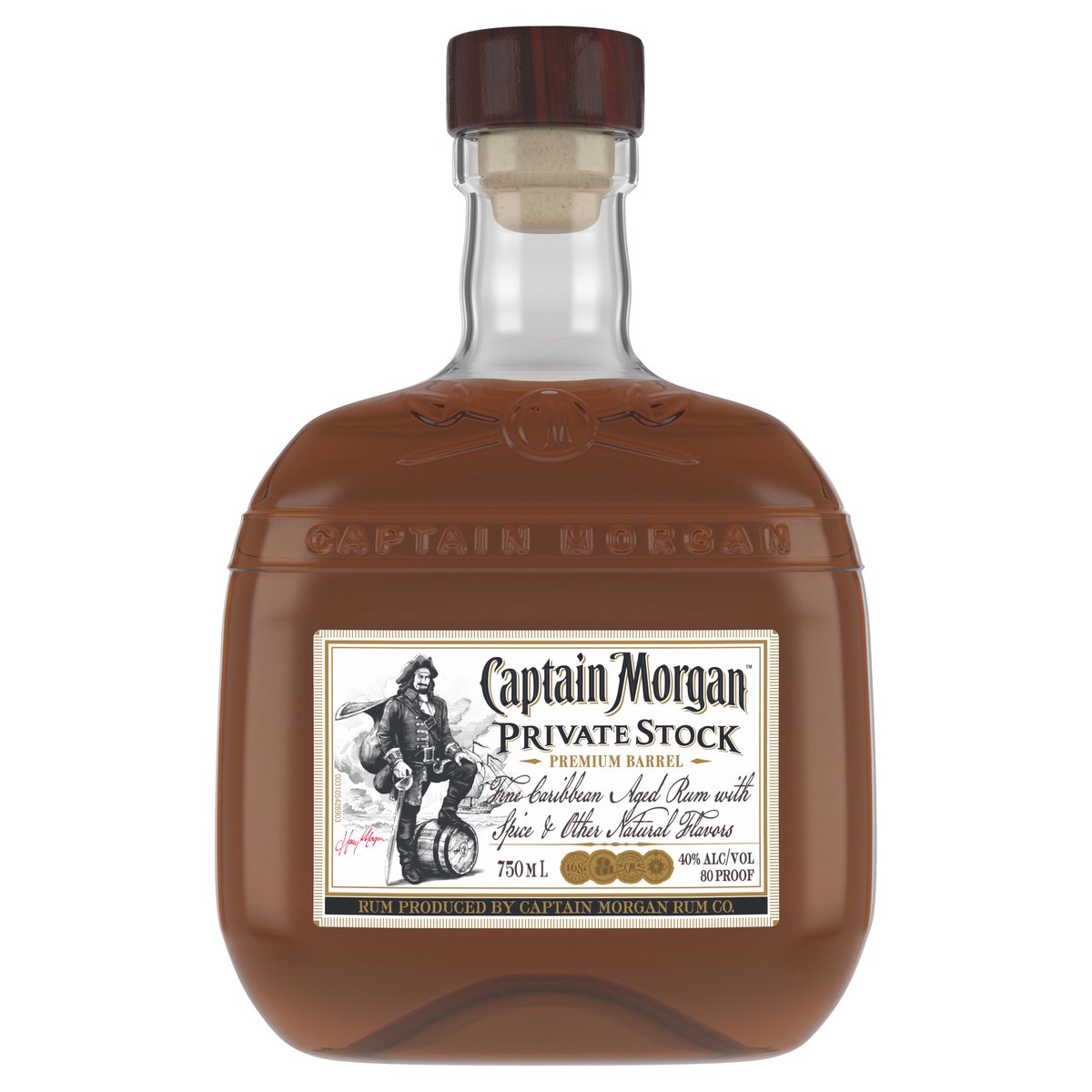 slide 1 of 1, Captain Morgan Private Stock Rum Bottle, 750 ml
