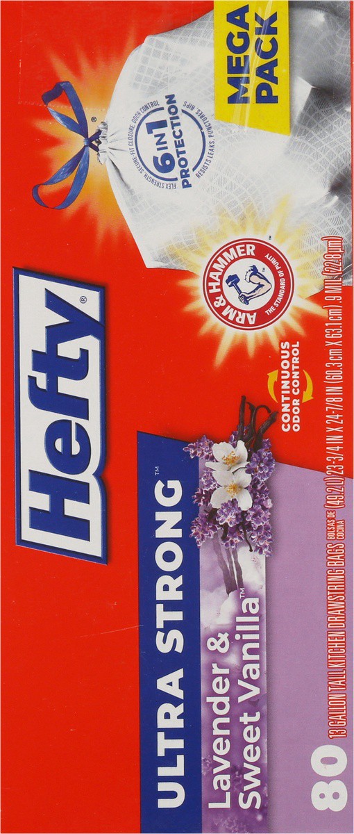 slide 4 of 9, Hefty Ultra Strong Tall Kitchen 13 Gallon Lavender & Sweet Vanilla Drawstring Bags Mega Pack 80 ea, 80 ct
