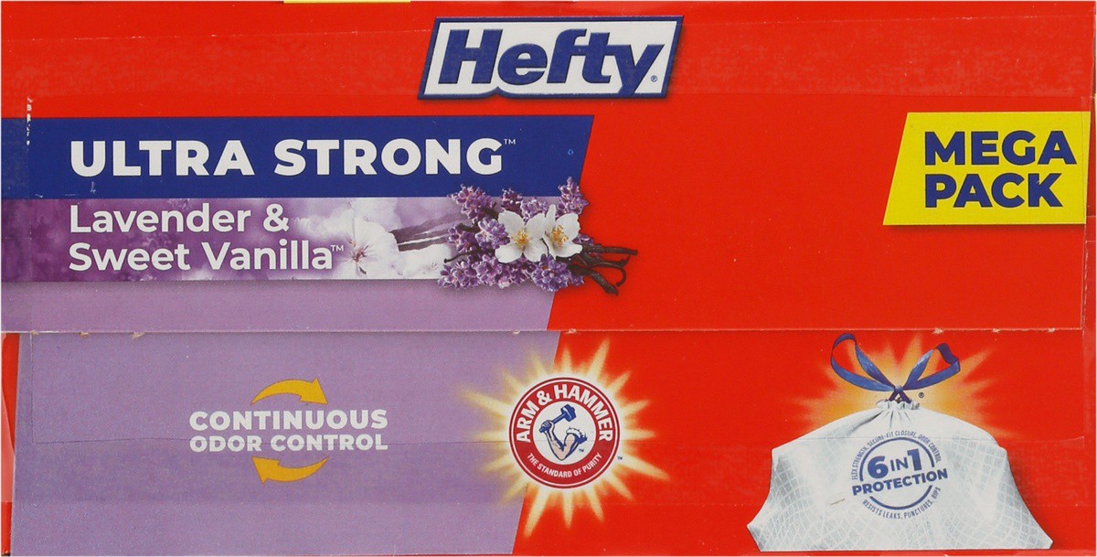 slide 3 of 9, Hefty Ultra Strong Tall Kitchen 13 Gallon Lavender & Sweet Vanilla Drawstring Bags Mega Pack 80 ea, 80 ct